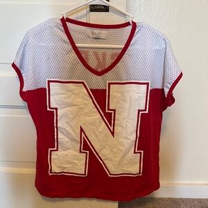 Red and White V-Neck Sports Jersey